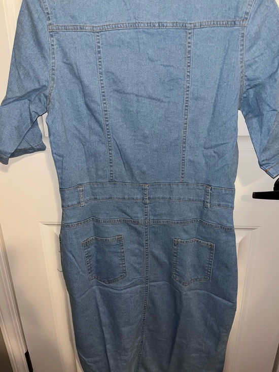 Light Blue Denim Midi Dress - Picture 7 of 8